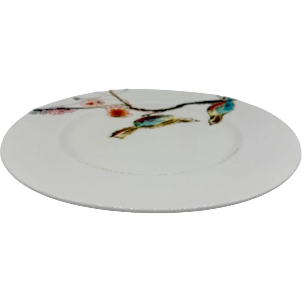 Lenox Chirp Accent Plate 9 Inch‎ Fine Bone China Bird Floral White